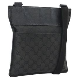 Borsa a Spalla GUCCI GG Canvas Nera Argento 27639 Auth 193967