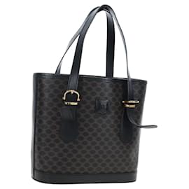 Céline Borsa a Mano CELINE Macadam Canvas PVC Pelle Nera Oro Auth 191816V
