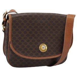 Céline Borsa a tracolla CELINE Macadam in PVC e pelle marrone con dettagli dorati Auth ka5340