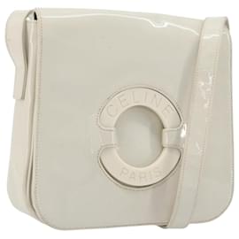Céline CELINE Circle Schultertasche Lackleder Elfenbein Silber Auth 192674