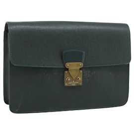 LOUIS VUITTON Pochette Kour Clutch Taiga Epicea M30194 LV Auth ka5336