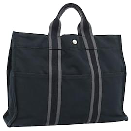 Hermès Borsa Fourre Tout MM HERMES Canvas 3 Set Navy Black Red Auth fm5405A