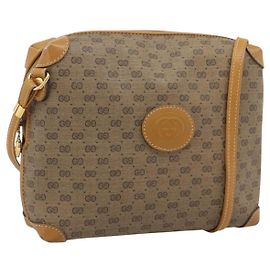 Borsa a Spalla GUCCI Micro GG in PVC e Pelle Beige Oro 007 115 0093 Auth ar14097