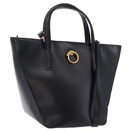 CARTIER PANTHERE Hand Bag Leather 2way Black Gold Auth 194562V