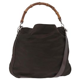 Borsa GUCCI Bamboo Nylon 2way Khaki Silver 001 2404 1577 0 Auth ep15179