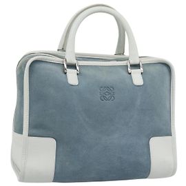 Borsa a mano LOEWE Amazona 30 in scamosciato azzurro chiaro argento Auth 193126V