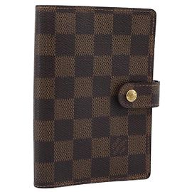 LOUIS VUITTON Damier Ebene Agenda PM Day Planner Cover R20700 LV Auth 194627