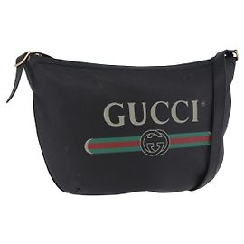 GUCCI Schultertasche aus Leder Schwarz mit Goldfarbenen Details 523588 Auth 192702A