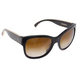 CHANEL Sonnenbrille aus Kunststoff Schwarz Goldton CC Auth ka5399