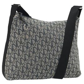 Borsa a Spalla Christian Dior Trotter Canvas Blu Navy Argento Autentica 191096