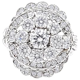 Anello fiore vintage in platino e diamanti - Autre Marque