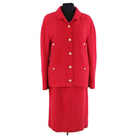 Chanel Conjunto de chaqueta y falda rojo