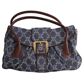 Borsa a spalla Céline in cotone blu