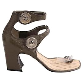 Sandali Louis Vuitton in pelle kaki taglia 40