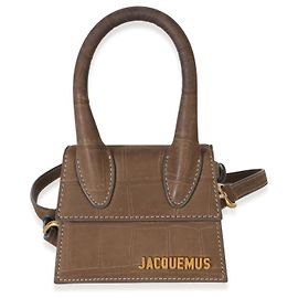Le Chiquito Jacquemus in scamosciato marrone con stampa coccodrillo