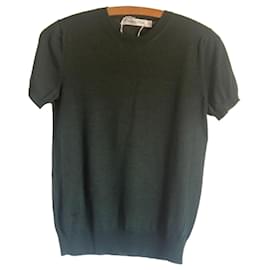 Christian Dior Kurzarm-Pullover aus Kaschmir und Seide - Grün