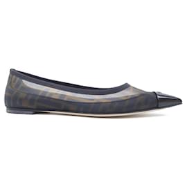 Fendi Colibri flache Schuhe aus FF-Mesh und Leder