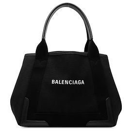 Balenciaga Black Canvas Navy Cabas Tote S Tragetasche