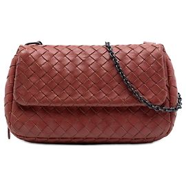Bottega Veneta Borsa a tracolla mini in nappa rossa con intreccio e catena estensibile
