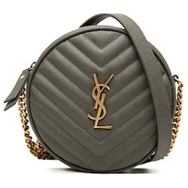 Saint Laurent Round Vinyle Camera Bag Chevron Grain De Poudre Grau
