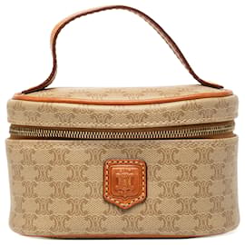 Céline Borsa Vanity Celine Mini Macadam in tela rivestita beige