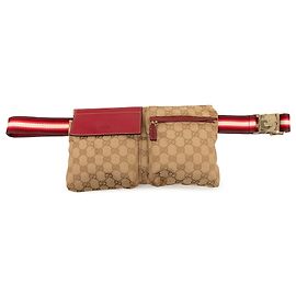 Riñonera Gucci Beige GG Canvas Web Double Pocket
