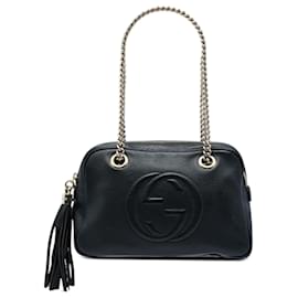Gucci Black Leather Soho Chain Zip Schultertasche