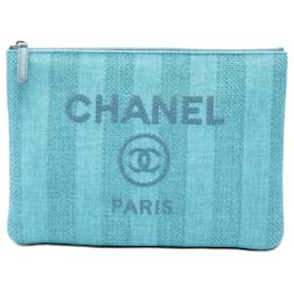 Clutch Chanel Blue Medium Tweed Deauville O Case