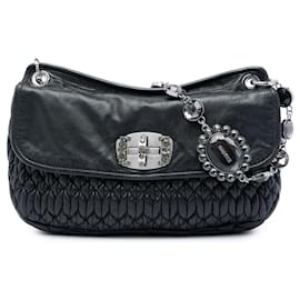 Miu Miu Matelassé Nappa Crossbody-Tasche mit Kristallen in Schwarz