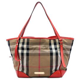 Tote Burberry Brown Small House Check Canvas Bridle Canterbury