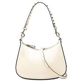 Valentino Borsa Hobo in pelle di vitello granulata bianca Rockstud