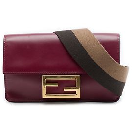 Borsa Baguette Fendi rossa in pelle mini a tracolla