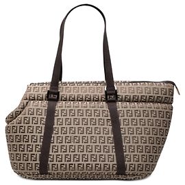 Fendi Beige Zucchino Gefütterte Canvas Tier-Transporttasche