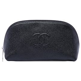 Pochette cosmetici Chanel Black CC Caviar