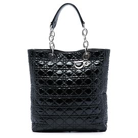 Tote Lady Dior Soft Cannage in vernice nera Dior