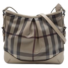 Burberry Hartham Crossbody in tela rivestuta con motivo check grigio fumo