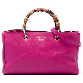 Borsa Gucci Pink Medium Calfskin Bamboo Shopper in pelle di vitello