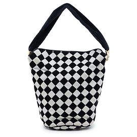 Bottega Veneta Bucket Bag aus zweifarbigem schwarzem Samt Intrecciato