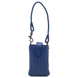Funda pochette para teléfono en nappa intrecciato azul Bottega Veneta