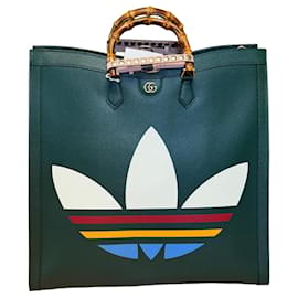 Gucci x Adidas Borsa Shopper in pelle verde