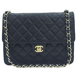 Chanel Borsa a tracolla e a spalla in agnello trapuntato con patta singola Vintage Classic