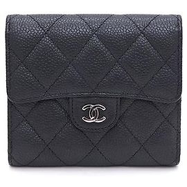 Chanel Small Flap Damenportemonnaie aus Caviar Silber CC