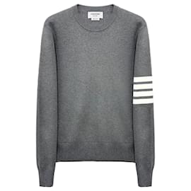 Strick mit Milano-Stich und diagonalem grauen Streifen - Thom Browne