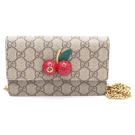 Gucci Mini borsa a tracolla con catena GG Supreme Canvas Cherry