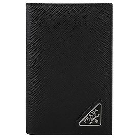 Prada Saffiano Logo Card Holder Black QHH