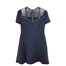 Louis Vuitton Vestido skater de seda de manga corta