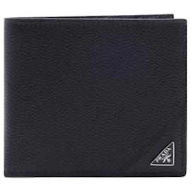 Prada Vitello Logo Portemonnaie Schwarz Prägung: