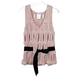 Ribbon Knit Tank Top Hellrosa - Chanel