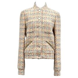 Chanel Giacca in tweed di cotone giallo chiaro