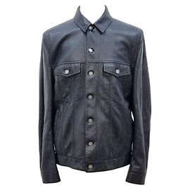 Saint Laurent Glatte Lammschaflederjacke mit Knöpfen